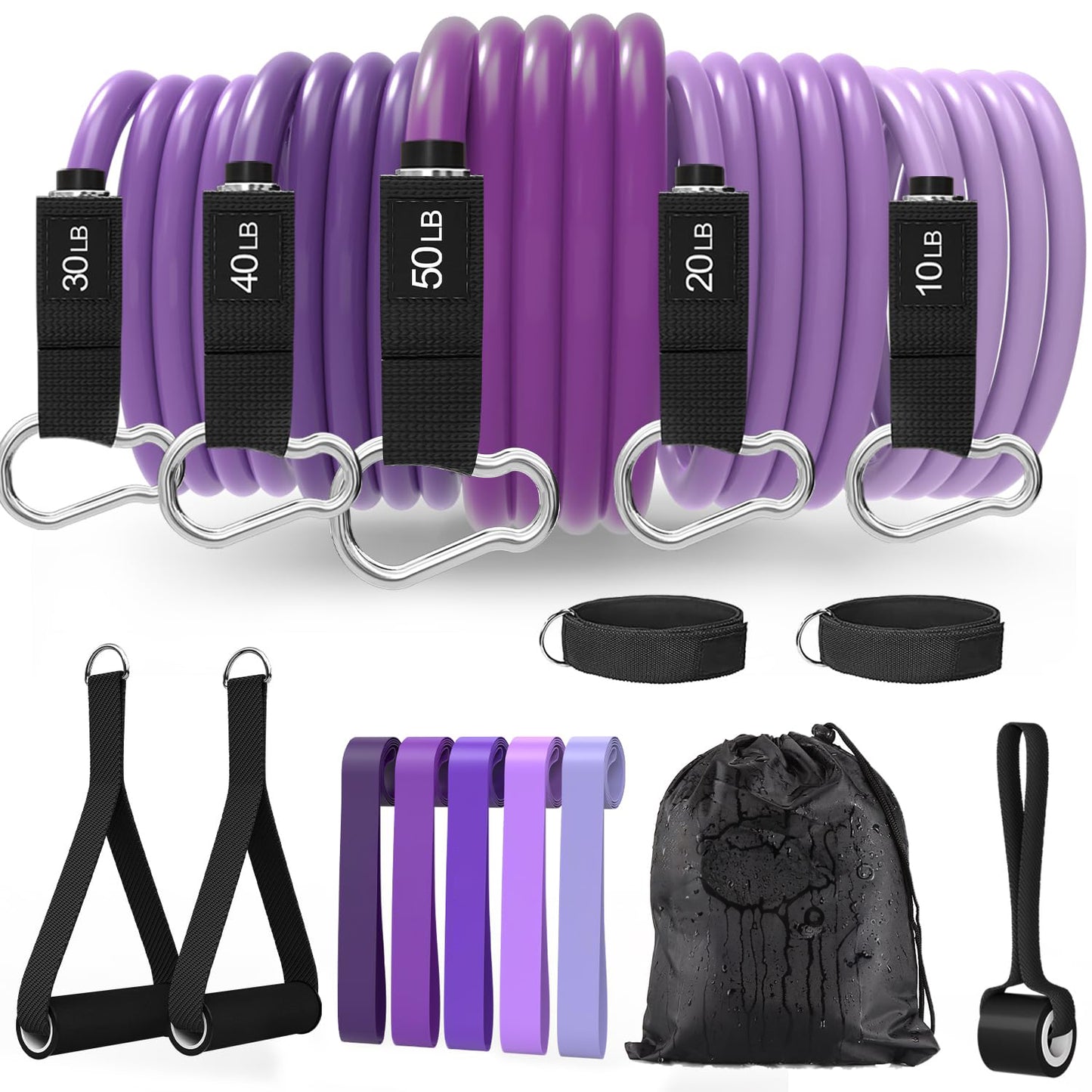 Resistance Bands , Work Out Exercise Bands with 11pcs, Strength Training.